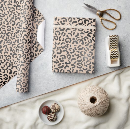 Papier Cadeau Empreinte de léopard noir et crème (Artisanat)