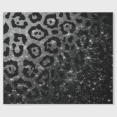 Papier Cadeau Empreinte de léopard noir et Parties scintillant (Plat)