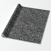 Papier Cadeau Empreinte de léopard noir glam argent (Déroulé)