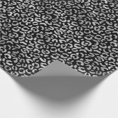 Papier Cadeau Empreinte de léopard noir glam argent (Coin)