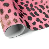 Papier Cadeau Empreinte de léopard noir rose Abstrait (Coin rond)