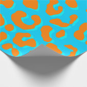 Papier Cadeau Empreinte de léopard Orange Bleu (Coin)