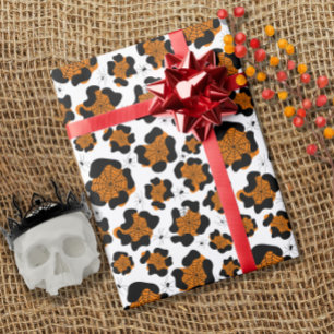 Papier Cadeau Empreinte de léopard Orange Spider Motif Halloween