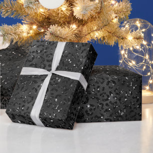 Papier Cadeau Empreinte de léopard Parties scintillant Black Fau