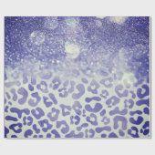Papier Cadeau Empreinte de léopard Parties scintillant bleue (Plat)
