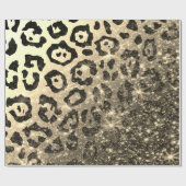 Papier Cadeau Empreinte de léopard Parties scintillant d'or (Plat)