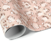 Papier Cadeau Empreinte de léopard Peach Rose Gold Blush Pink Gl (Coin rond)