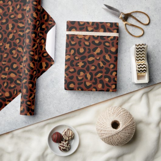 Papier Cadeau Empreinte de léopard pour Thanksgiving Brown Seaml (Artisanat)