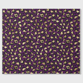 Papier Cadeau Empreinte de léopard pourpre et or (Plat)