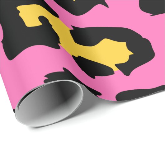 Papier Cadeau Empreinte de léopard rose (Coin rond)