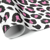 Papier Cadeau Empreinte de léopard rose et noir (Coin rond)