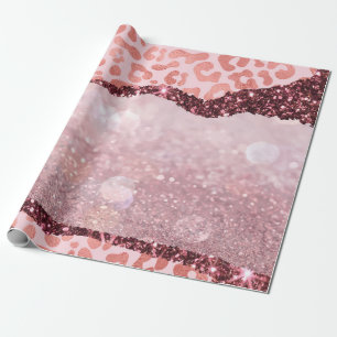 Papier Cadeau Empreinte de léopard rose Gold