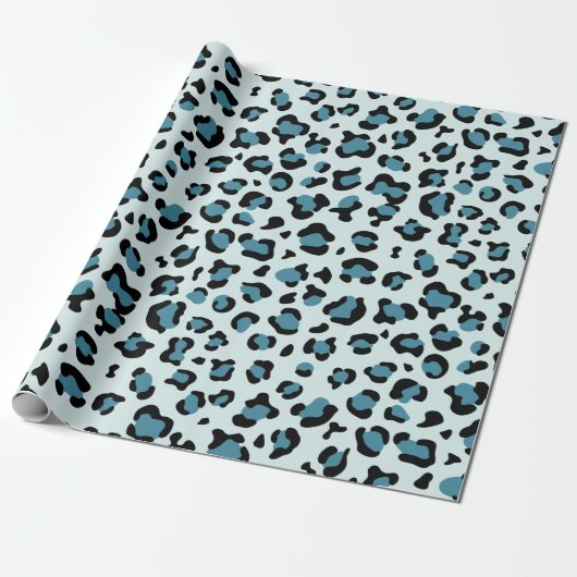 Papier Cadeau Empreinte de léopard, Spots de léopard, Leopard bl (Déroulé)