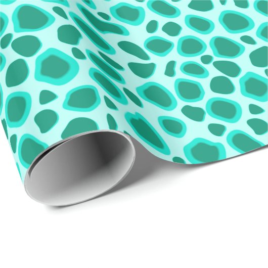 Papier Cadeau Empreinte de léopard - Turquoise et Aqua (Coin rond)