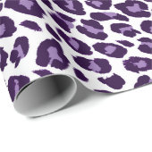Papier Cadeau Empreinte de léopard violet et noir (Coin rond)