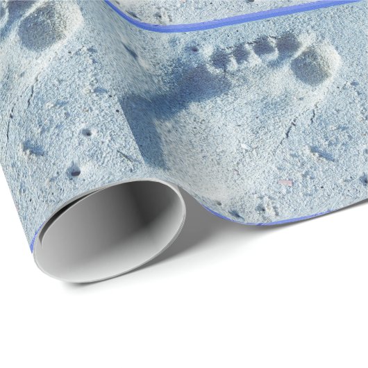 Papier Cadeau Empreinte de pas dans le sable (Coin rond)