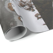 Papier Cadeau Empreinte de pas glaciale en rivière (Coin rond)