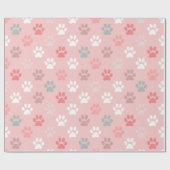 Papier Cadeau Empreinte de patte animal de compagnie - rose (Plat)