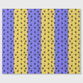 Papier Cadeau Empreinte de patte bleu et jaune (Plat)