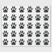 Papier Cadeau Empreinte de patte Chien Noir Avec Flouris Blanc (Plat)