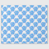 Papier Cadeau Empreinte de patte d'aquarelle bleu (Plat)