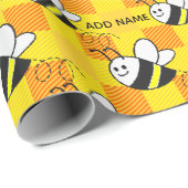 Papier Cadeau Empreinte de patte d'aquarelle bleu (Coin rond)