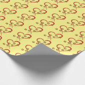 Papier Cadeau empreinte de patte de chien à coeur rouge (Coin)