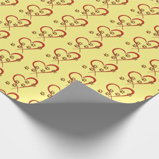 Papier Cadeau empreinte de patte de chien à coeur rouge (Coin)