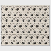 Papier Cadeau Empreinte de patte de chien avec coeur (Plat)