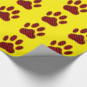 Papier Cadeau Empreinte de patte de chien avec coeur Jaune (Coin)