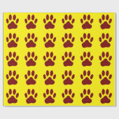 Papier Cadeau Empreinte de patte de chien avec coeur Jaune (Plat)
