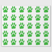 Papier Cadeau Empreinte de patte de chien de feuillage vert (Plat)