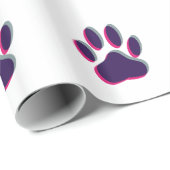 Papier Cadeau Empreinte de patte de chien flou (Coin rond)