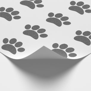 Papier Cadeau Empreinte de patte de chien grise dessin animé imp