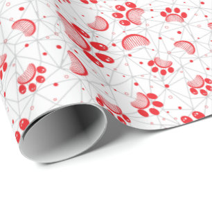 Papier Cadeau Empreinte de patte et Motif de peigne en couleur r