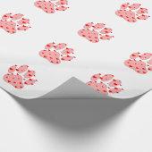 Papier Cadeau Empreinte de patte rose aux coeurs (Coin)
