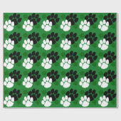 Papier Cadeau Empreinte de patte verte et noire (Plat)