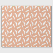 Papier Cadeau Empreinte de plumes blanches sur pêche douce (Plat)