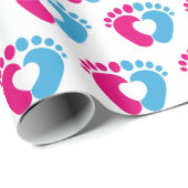 Papier Cadeau Empreinte rose Et Bleue Coeur (Coin rond)