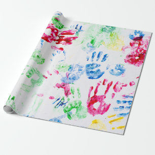 Papier Cadeau empreintes à main colorées pour mineurs