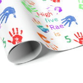 Papier Cadeau Empreintes à main de peinture Anniversaire avec no (Coin rond)