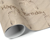 Papier Cadeau Empreintes Anniversaires Dans Le Sable (Coin rond)