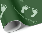 Papier Cadeau Empreintes bébé (vert) (Coin rond)