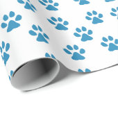 Papier Cadeau Empreintes de patte bleues  (Coin rond)