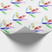 Papier Cadeau Empreintes de Patte de Chien avec des Points (Coin)