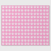 Papier Cadeau Empreintes de pattes blancs sur Arrière - plan ros (Plat)