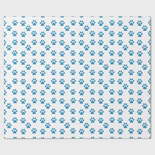 Papier Cadeau Empreintes de pattes bleues  (Plat)