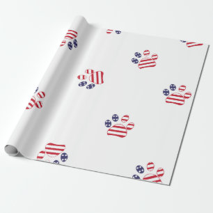 Papier Cadeau Empreintes de pattes colorées en bleu rouge