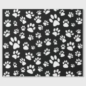 Papier Cadeau Empreintes de pattes de Chien à répartition noire  (Plat)