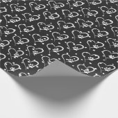 Papier Cadeau empreintes de pattes de chien blanc à coeur (Coin)